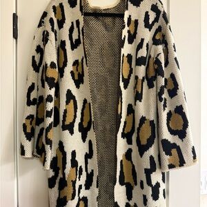Leopard Print Open Front Cardigan Sweater